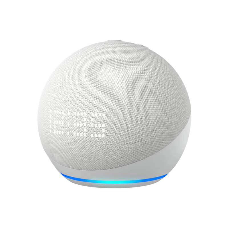 Amazon Echo Dot 5th Gen w/ Clock - Glacier White - مكبر صوت